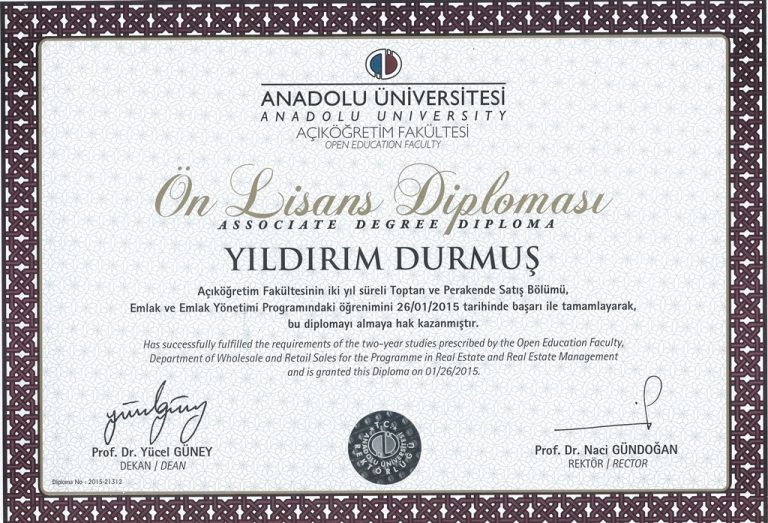emlak müşavirlik diploması